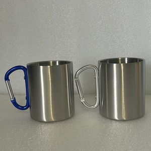 Stainless Steel 10oz Camping Mug Portable Camping Cup w/ Handle 2pcs